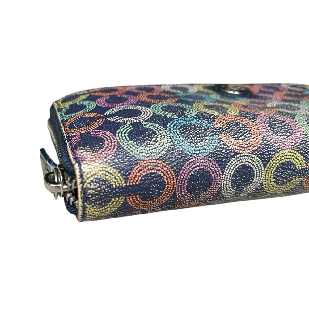 Coach Waverly Signature C Coated Canvas Accordion Zip Around Wallet, Navy Multi - Picture 11 of 12